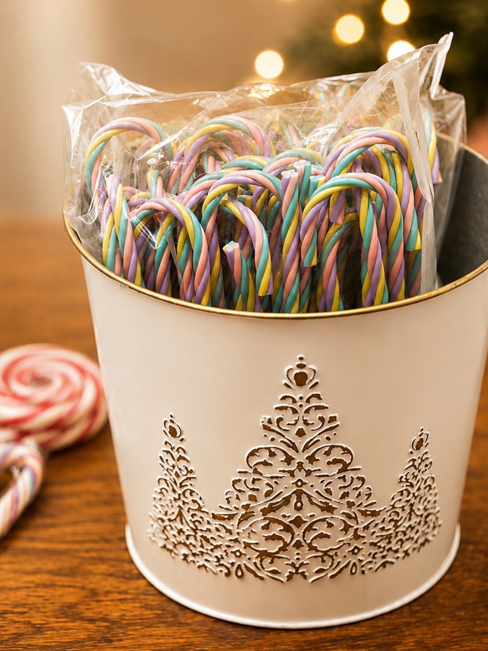 Pastel Candy Cane Christmas Ornaments Multicolor Holiday Tree Décor